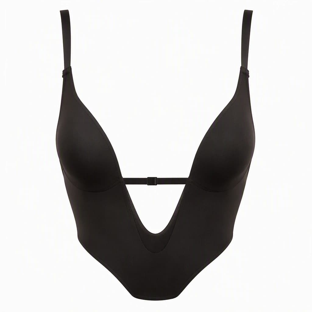Backless Body Bra in Black, front view