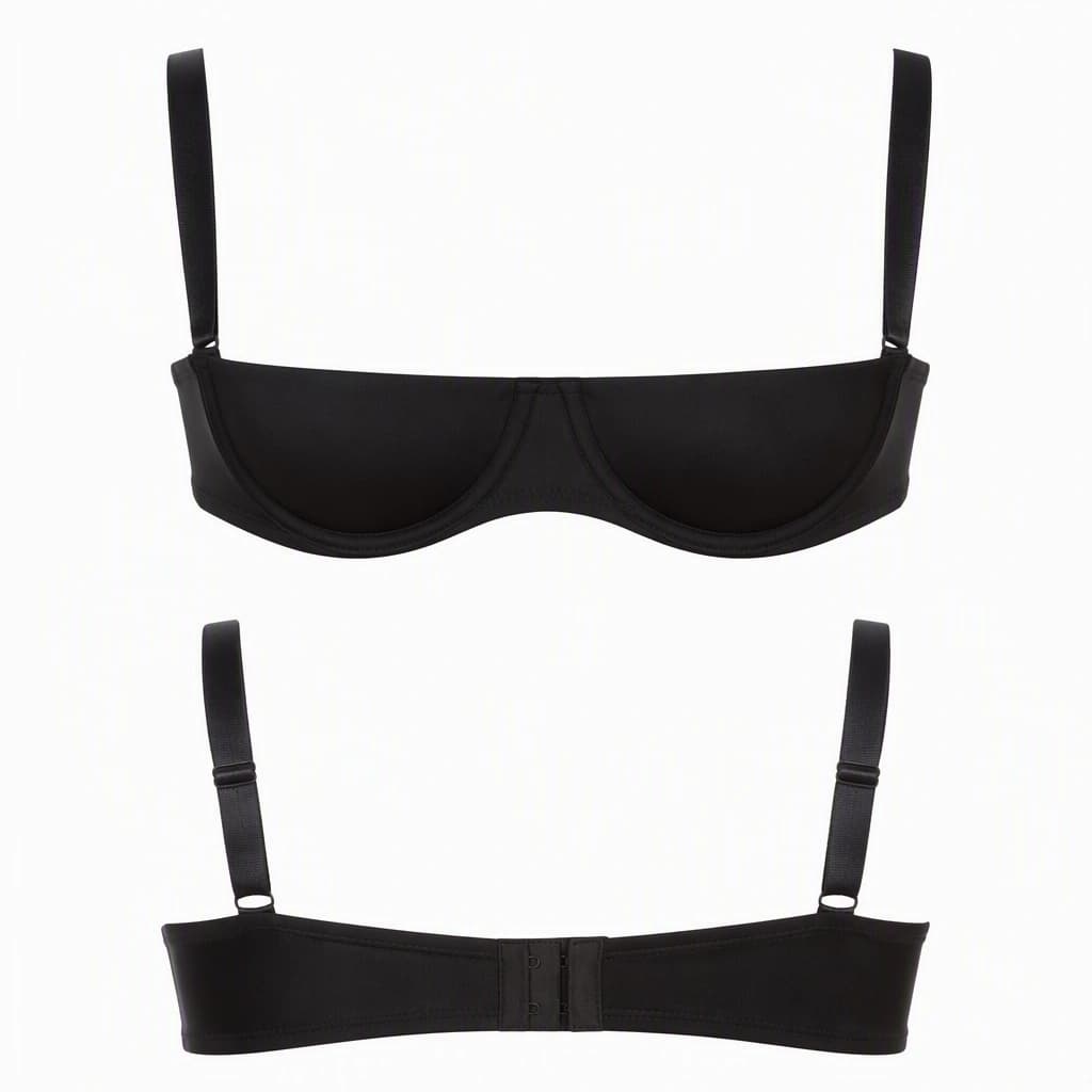 Balconette Bra in Black, back view