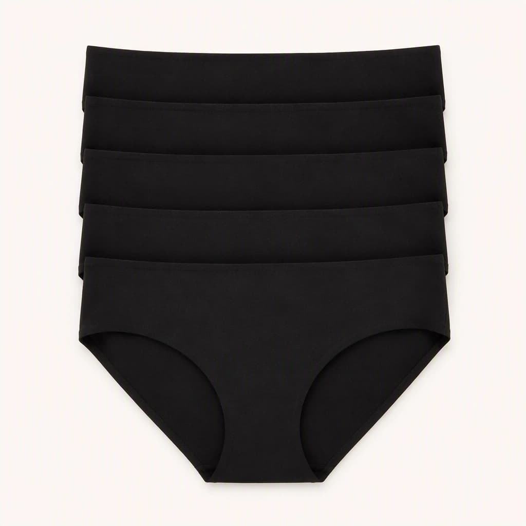 Essential Brief — Pack of 5 in Black, front view