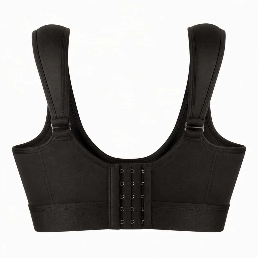 Heavy Bust Support Bra in Black, back view