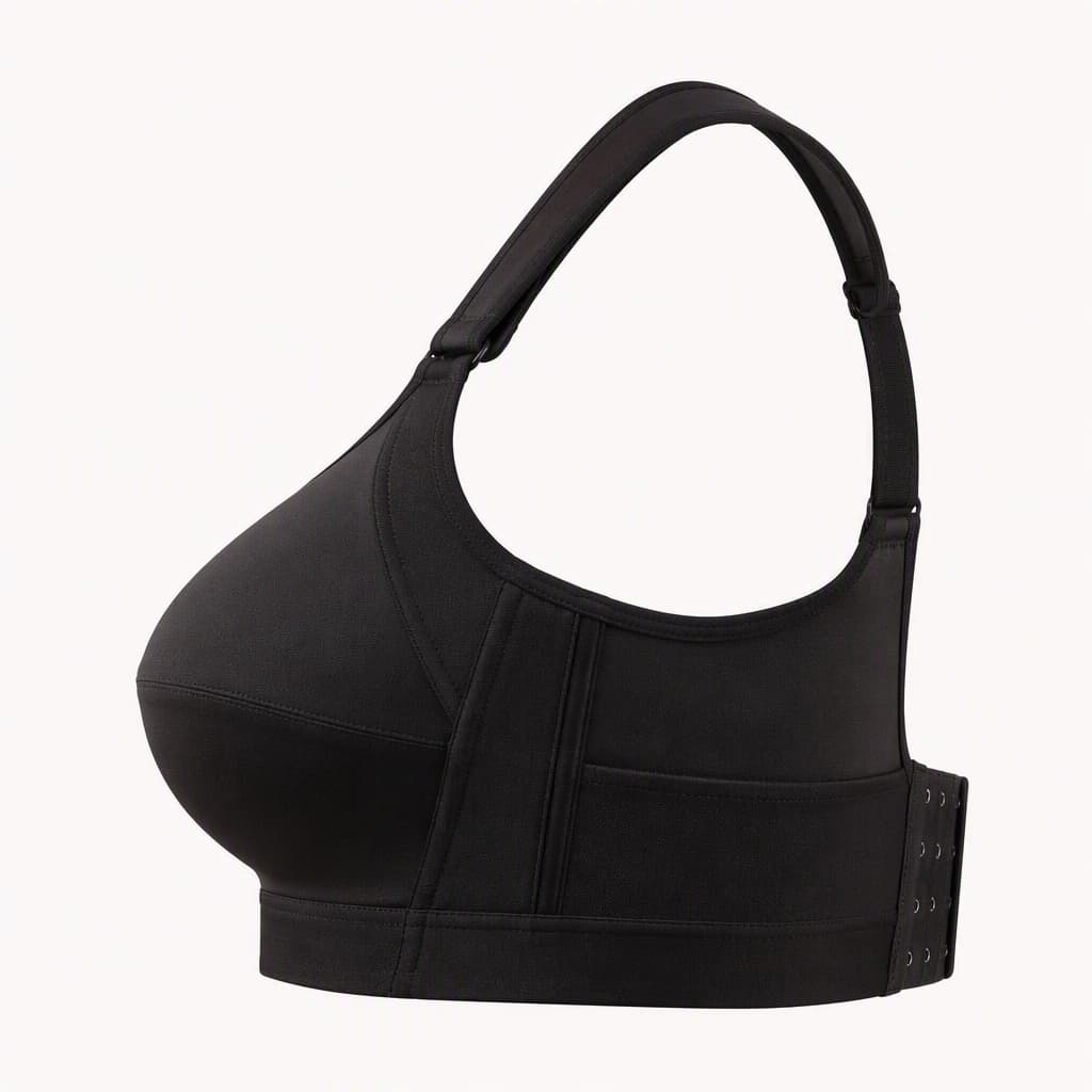 Heavy Bust Support Bra in Black, side view