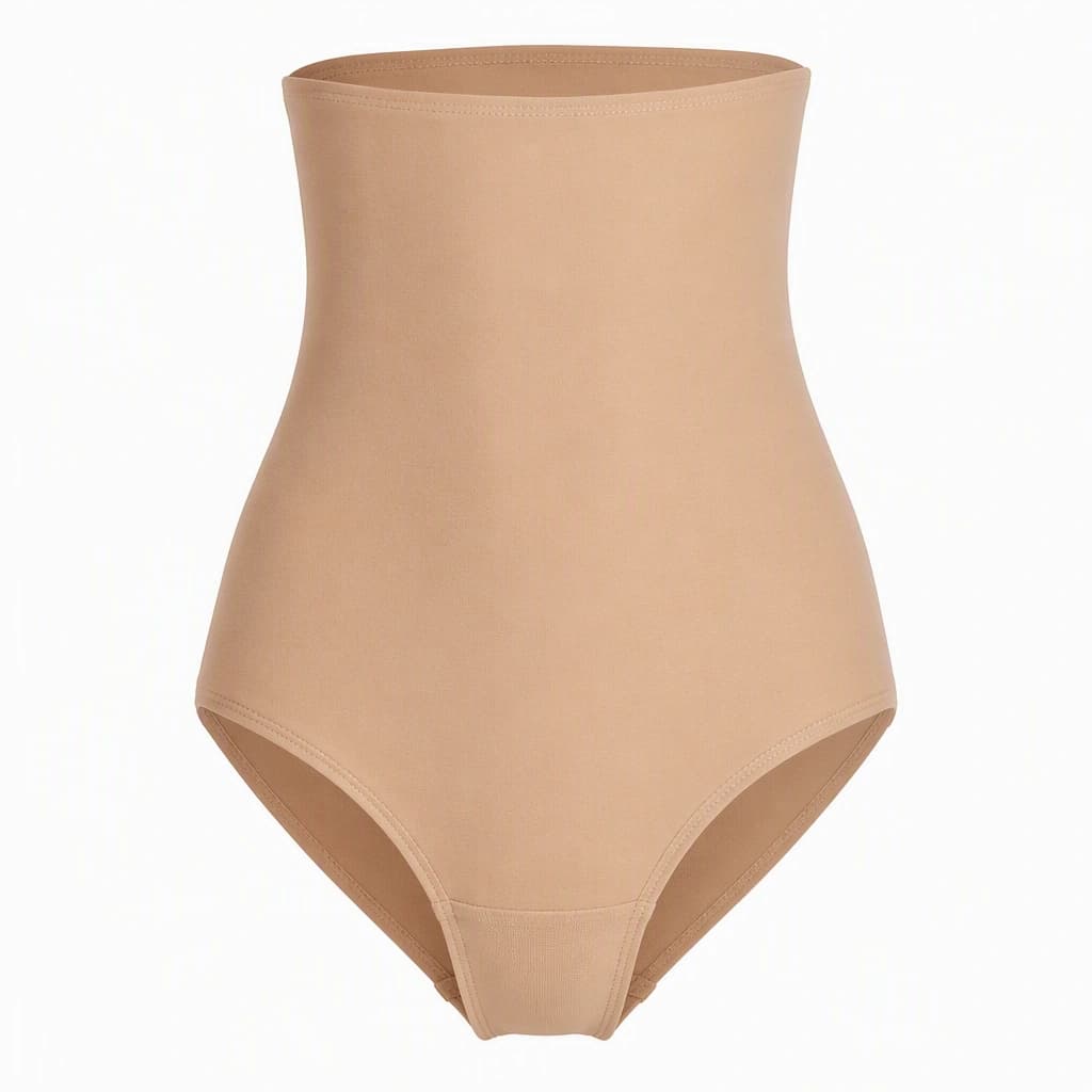 High-Waist Control Brief in Beige, front view