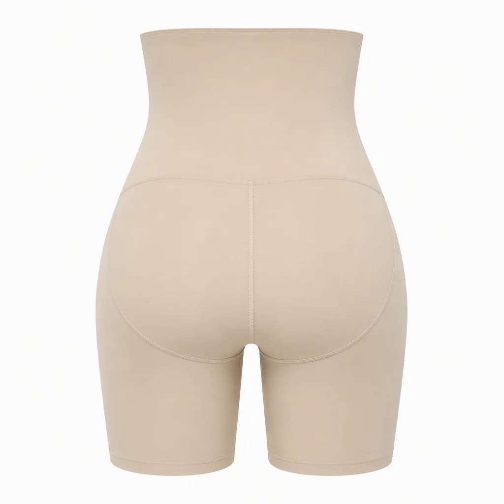 High-Waist Tummy Shaper in Beige, back view