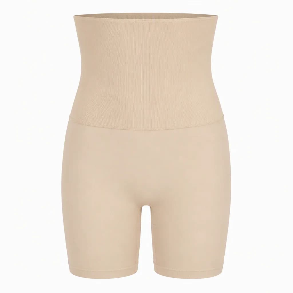 High-Waist Tummy Shaper in Beige, front view