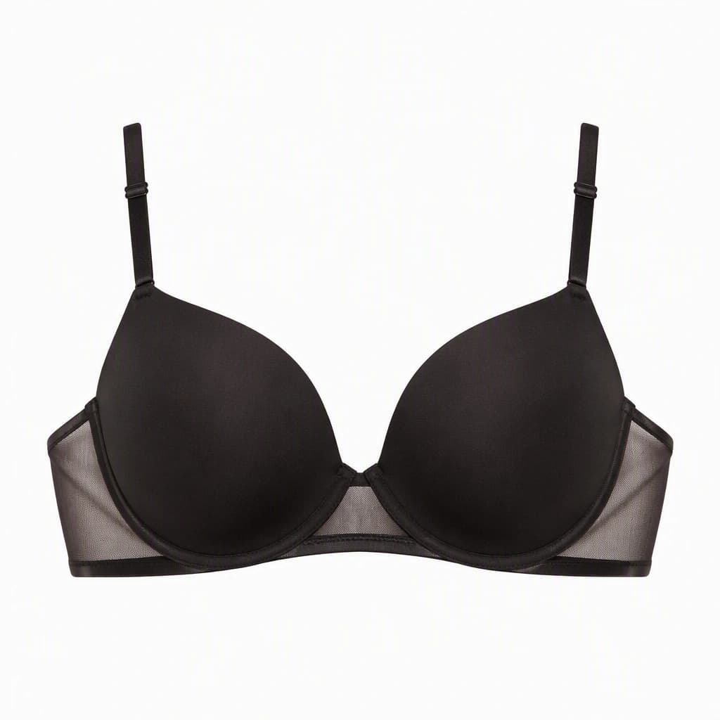 Lightly Padded Bra in Black, front view
