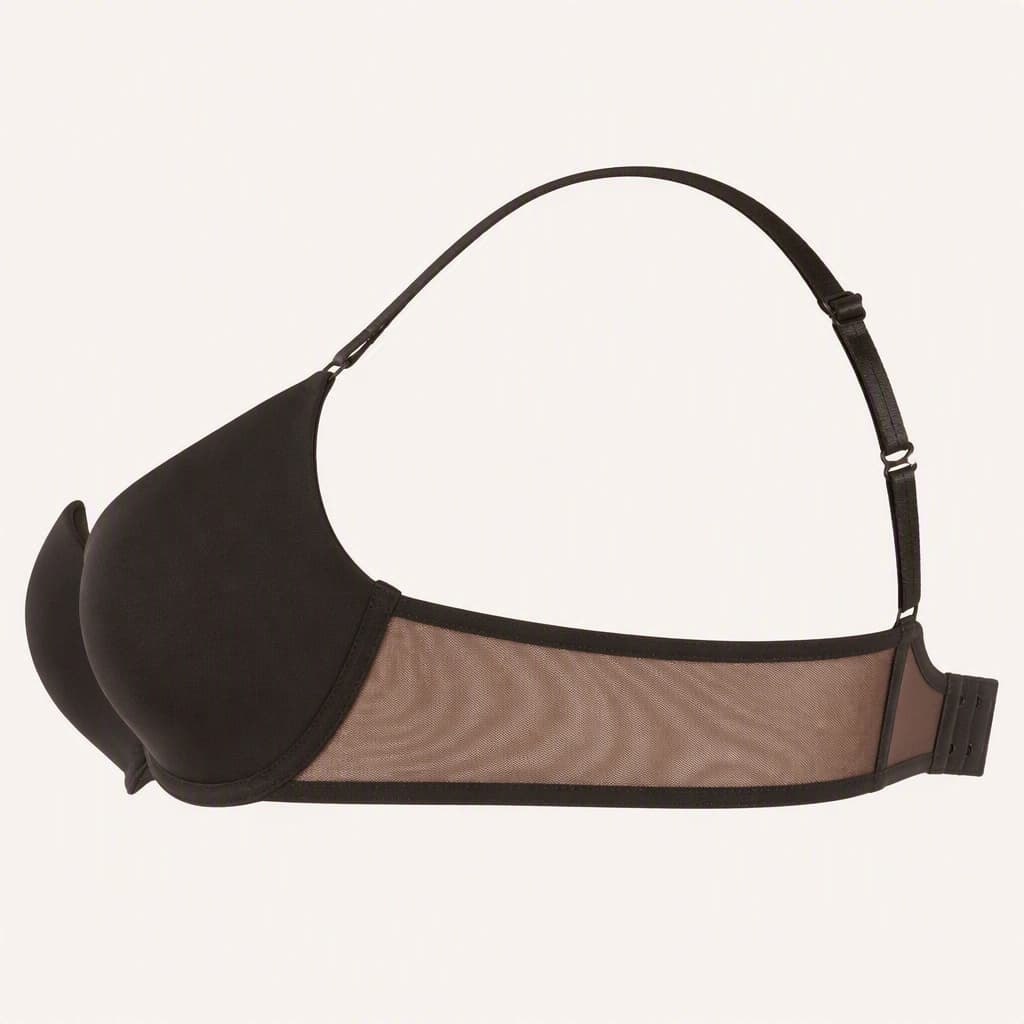 Lightly Padded Bra in Black, side view