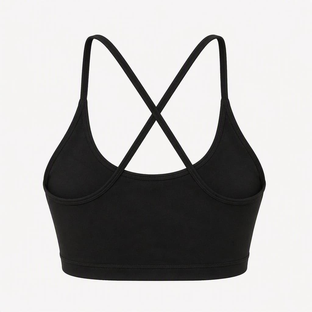 Low-Impact Yoga Bra in Black, back view
