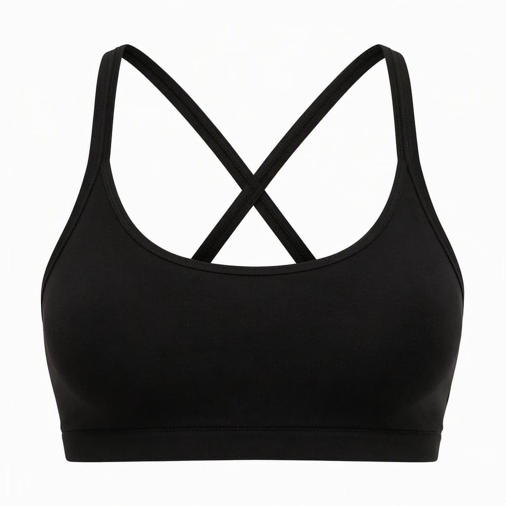 Low-Impact Yoga Bra in Black, front view