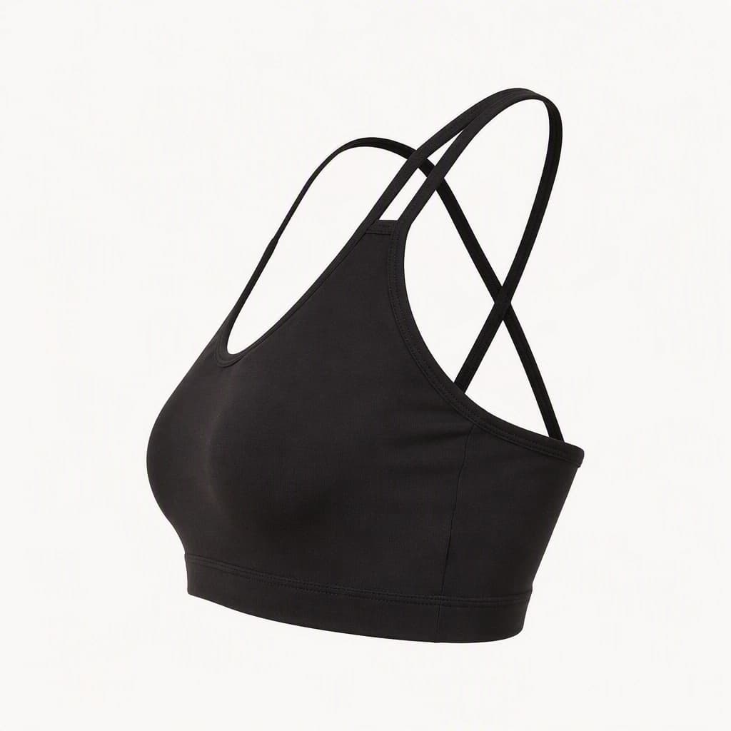 Low-Impact Yoga Bra in Black, side view