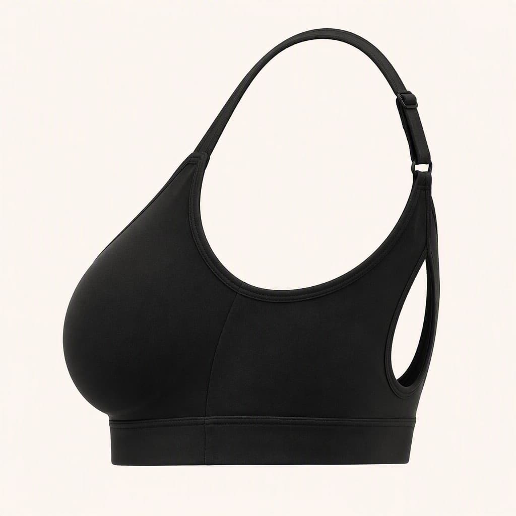 Medium-Impact Sports Bra in Black, side view