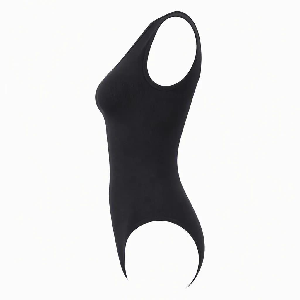 Seamless Sculpt Bodysuit in Black, side view