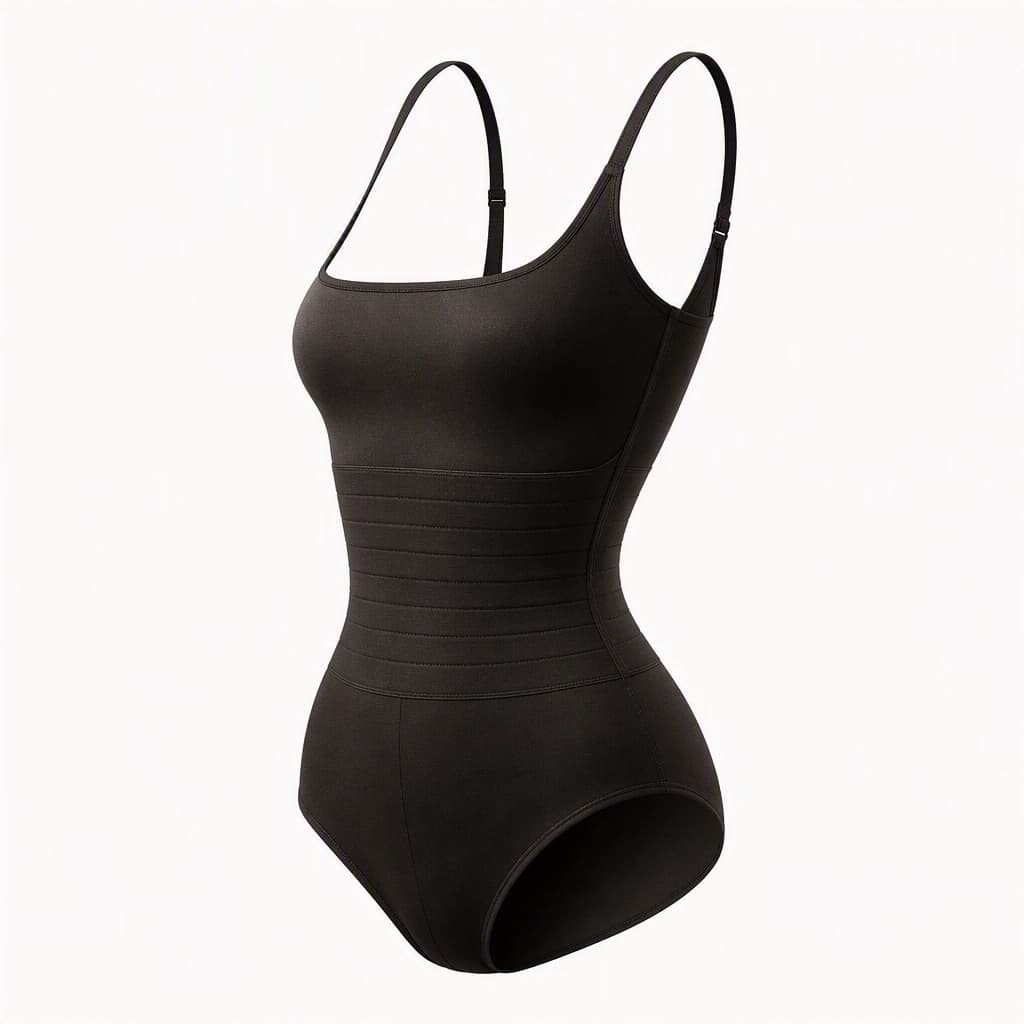 Waist Sculpt Bodysuit in Black, side view