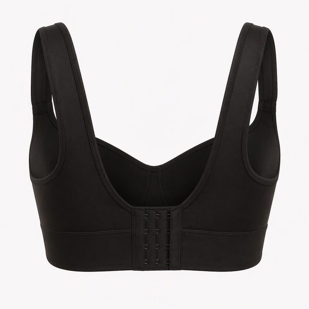Wireless Comfort Bra in Black, back view