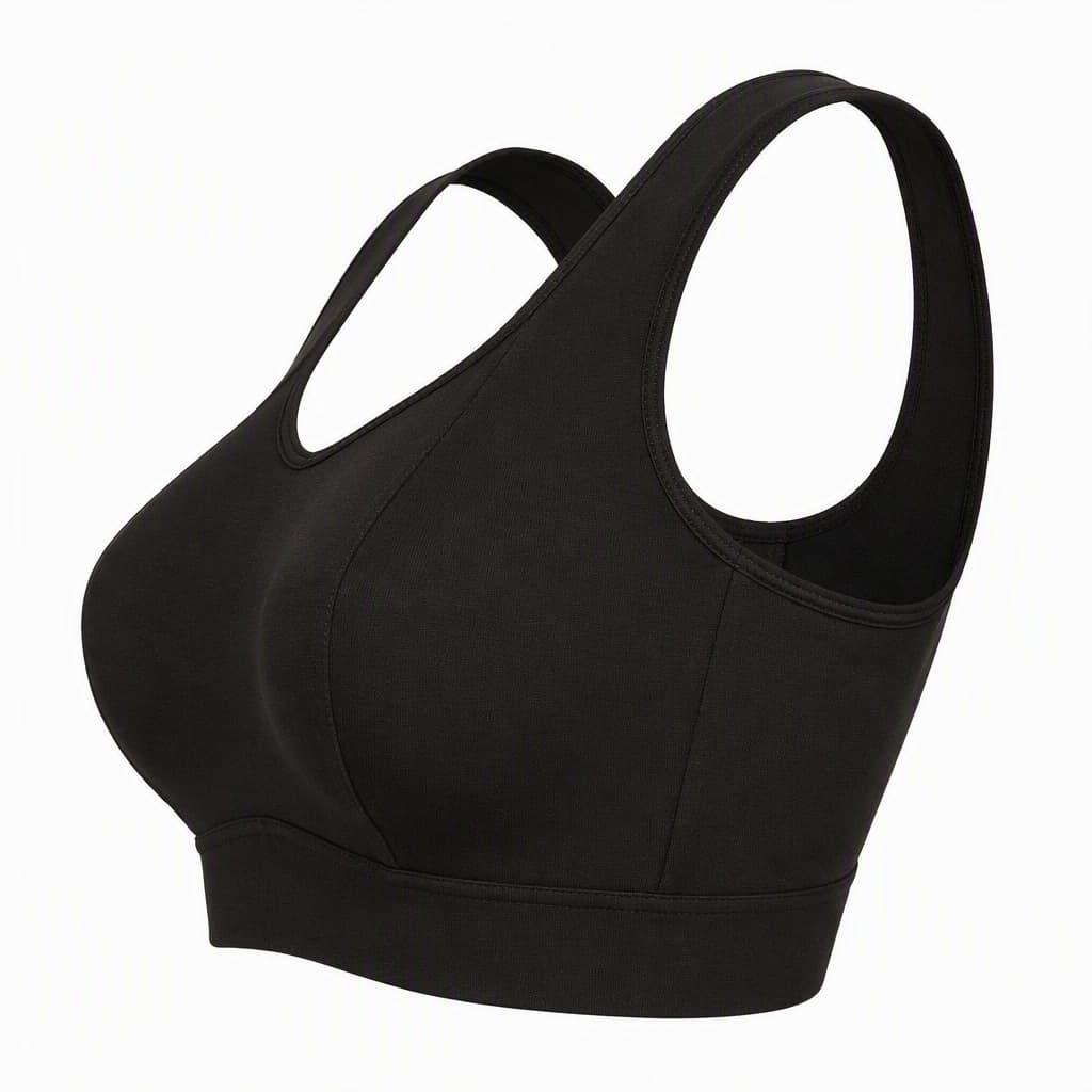 Wireless Comfort Bra in Black, side view